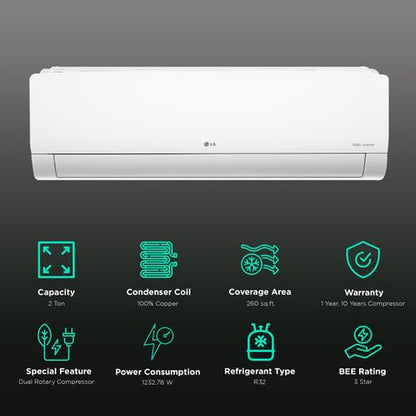 LG 6 in 1 Convertible 2 Ton 3 Star Dual Inverter Split AC with HD Filter (2021 Model, Copper Condenser, PS-Q24HNXE)