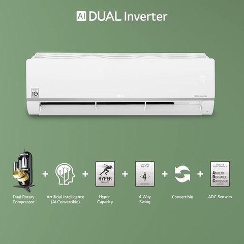 LG 6 in 1 Convertible 1.5 Ton 5 Star AI Dual Inverter Split Smart AC (2022 Model, Copper Condenser, PS-Q19SWZF)