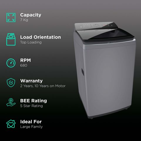 BOSCH 7 kg 5 Star Fully Automatic Top Load Washing Machine (Series 2, WOE701D0IN, ExpertCare Wash System, Dark Grey)