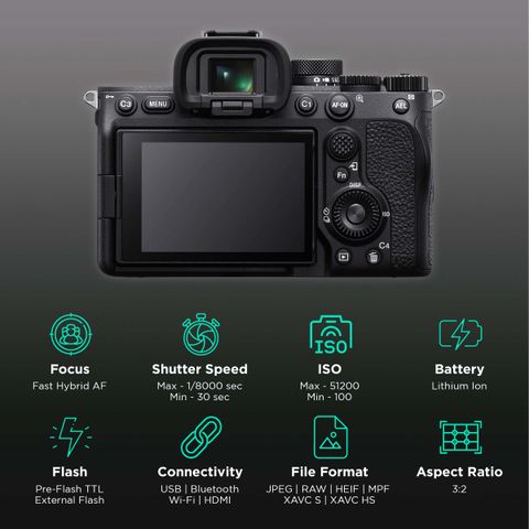 SONY Alpha 7 IV 33MP Full Frame Camera (Body Only, 35.9 x 23.9 mm Sensor, Real-Time Eye Auto Focus)