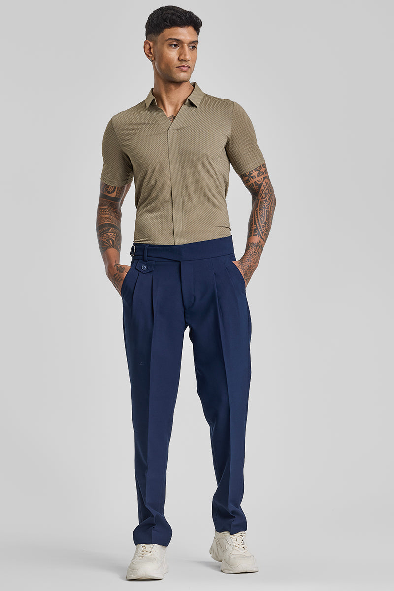 Dark Blue Slim Fit Gurkha Trousers