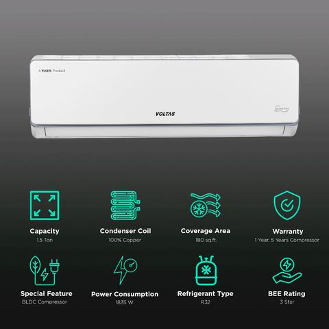 Voltas Classic 1.5 Ton 3 Star Inverter Split AC (Copper Condenser, Anti Dust Filter, 183V CAZS)