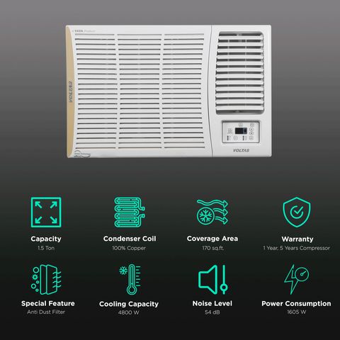 VOLTAS 1.5 Ton 3 Star Window AC (Copper Condenser, Anti Dust Filter, 183 MZD)