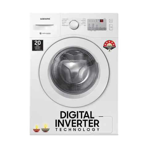 SAMSUNG 6 kg 5 Star Inverter Fully Automatic Front Load Washing Machine (WW60R20GLMA/TL, In-built Heater, White)