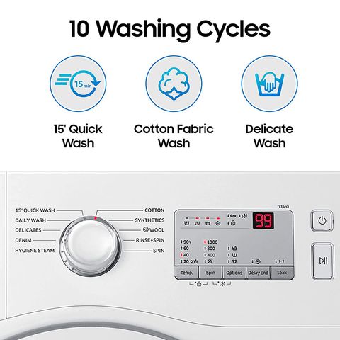 SAMSUNG 6 kg 5 Star Inverter Fully Automatic Front Load Washing Machine (WW60R20GLMA/TL, In-built Heater, White)