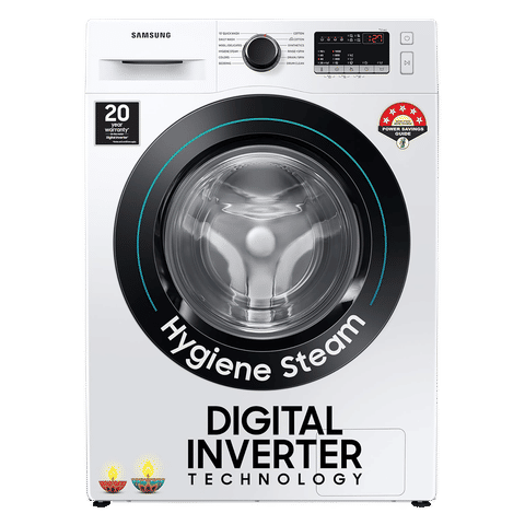 SAMSUNG 8 kg 5 Star Inverter Fully Automatic Front Load Washing Machine (WW80T4040CE1TL, Diamond Drum, White)