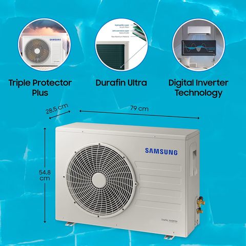 SAMSUNG 5 in 1 Convertible 1.5 Ton 5 Star Inverter Split AC with HD Filter (Copper Condenser, AR18BYNZAUR)