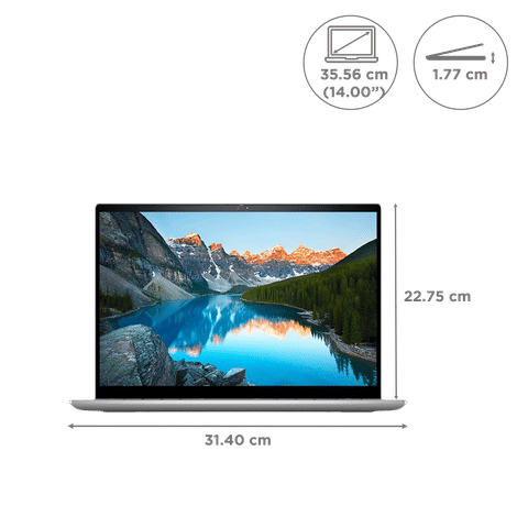 DELL Inspiron 7420 Intel Core i5 12th Gen (14 inch, 8GB RAM, 512GB ROM, Windows 11 Home, MS Office 2021, NVIDIA GeForce MX550, Platinum Silver, D560777WIN9S)