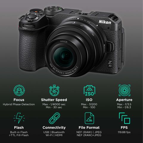 Nikon Z 30 20.9MP Mirrorless Camera (16-50 mm and 55-210 mm Lens, 23.5 x 15.7 mm Sensor, Tiltable Screen)