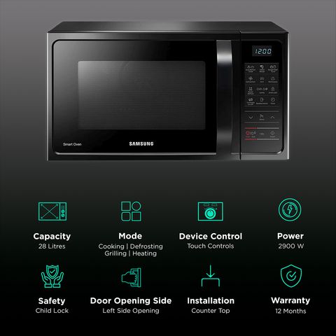 SAMSUNG 28L Convection Microwave Oven with Quartz Convection Heater (Black)