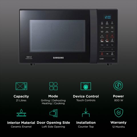 SAMSUNG Combi 21L Convection Microwave Oven with Autocook Menus (Black)