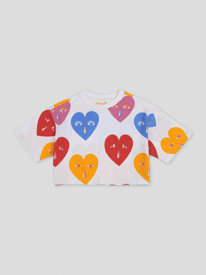 Fancy Heart Printed Top Plazzo Sets for Girls