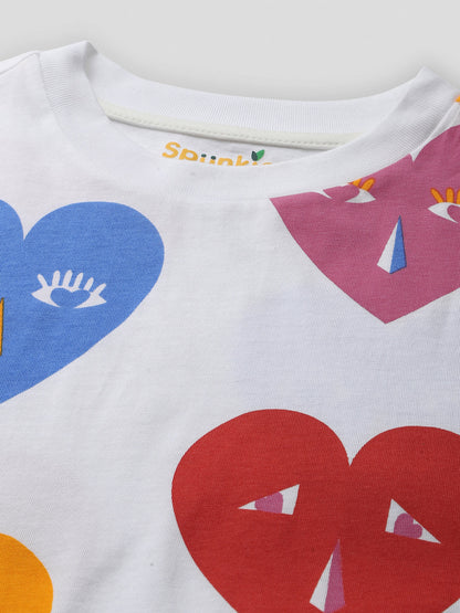 Fancy Heart Printed Top Plazzo Sets for Girls