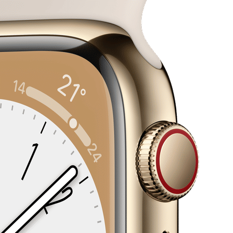 Apple Watch Series 8 GPS + Cellular with Sports Band (41mm Retina LTPO OLED Display, Gold Stainless Steel Case)