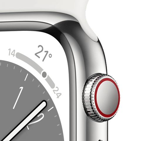 Apple Watch Series 8 GPS + Cellular with Sports Band (45mm Retina LTPO OLED Display, Silver Stainless Steel Case)