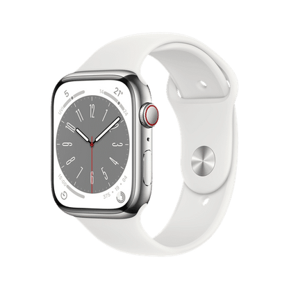 Apple Watch Series 8 GPS + Cellular with Sports Band (45mm Retina LTPO OLED Display, Silver Stainless Steel Case)