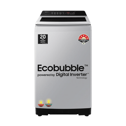 SAMSUNG 7 Kg 5 Star Inverter Fully Automatic Top Load Washing Machine (WA70BG4441YYTL, Ecobubble Technology, Lavender Grey)