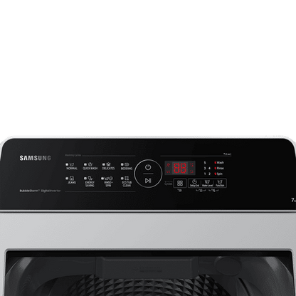 SAMSUNG 7 Kg 5 Star Inverter Fully Automatic Top Load Washing Machine (WA70BG4441YYTL, Ecobubble Technology, Lavender Grey)