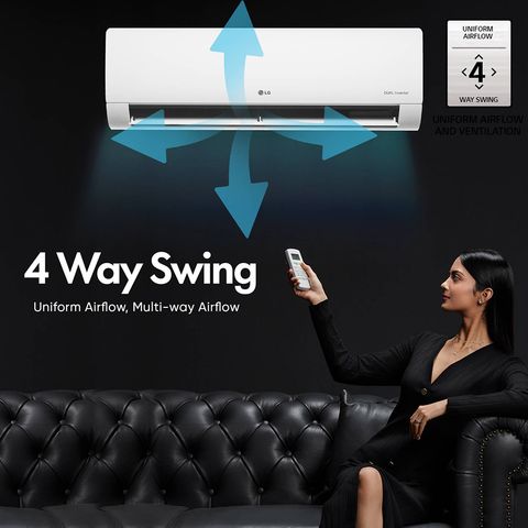 LG 5 in 1 Convertible 2 Ton 3 Star Hot & Cold Dual Inverter Split AC with 4-Way Swing (2023 Model, Copper Condenser, RS-H24VNXE)