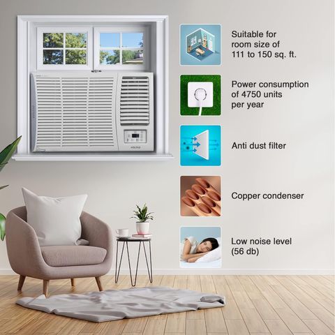 VOLTAS Vectra 1.5 Ton 3 Star Window AC (2023 Model, Copper Condenser, Anti Dust Filter, 183 Vectra Pearl )