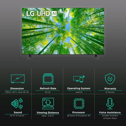 LG UQ8020 108 cm (43 inch) 4K Ultra HD WebOS TV with 2.0 Channel Speaker