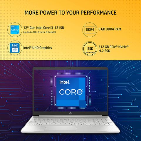 HP 15S-FQ5327TU Intel Core i3 12th Gen Laptop (8GB, 512GB SSD, Windows 11 Home, 15.6 Inch Full HD Display, MS Office 2021, Natural Silver, 1.69 KG)