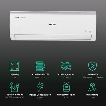 VOLTAS Vertis Elite 5 in 1 Convertible 1 Ton 5 Star Inverter Split AC with 4-Way Swing (2023 Model, Copper Condenser, 125V Vertis Elite Marvel)