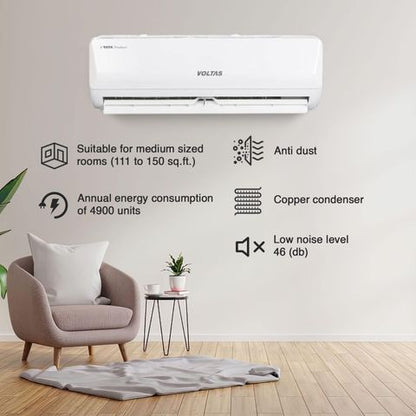 VOLTAS Vertis 5 in 1 Convertible 1.5 Ton 3 Star Inverter Split AC with 4-Way Swing (Copper Condenser, 183V Vertis Emerald Marvel)