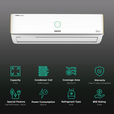 VOLTAS Vertis Exotica 5 in 1 Convertible 2 Ton 3 Star Inverter Split AC with 4-Way Swing (2023 Model, Copper Condenser, 243V Vertis Exotica Marvel)