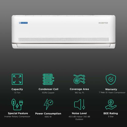 Blue Star M Series 5 in 1 Convertible 1.5 Ton 3 Star Inverter Split AC with 4-Way Swing (Copper Condenser, IC318MNU)