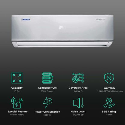 Blue Star 4 in 1 Convertible 1.5 Ton 4 Star Inverter Split AC with Turbo Cooling (2023 Model, Copper Condenser, Dust Filter, IA418DNU, White)