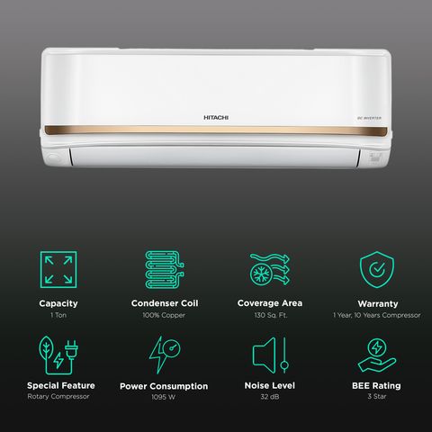 HITACHI iZen 3400FXL 1 Ton 3 Star Inverter Split AC (Copper Condenser, Superfine Mesh Filter, RAS.G312PCAISF)