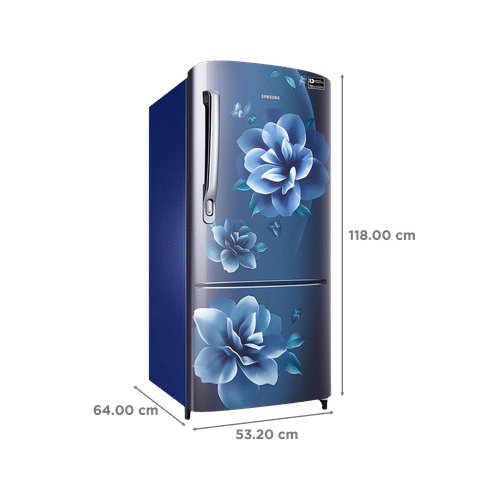 SAMSUNG 183 Litres 4 Star Direct Cool Single Door Refrigerator with Anti-Bacterial Gasket (RR20C1724CU/HL, Camellia Blue)