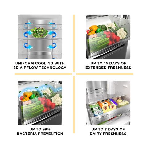 Whirlpool Intellifresh Pro 285 Litres 2 Star Frost Free Double Door Bottom Mount Convertible Refrigerator with 6th Sense Technology (IFPRO BM INV CNV 3, Grey)