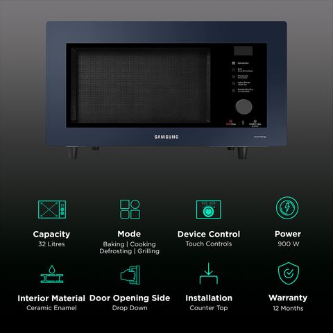 SAMSUNG 32L Convection Microwave Oven with SLIM FRY Technology (Clean Navy)