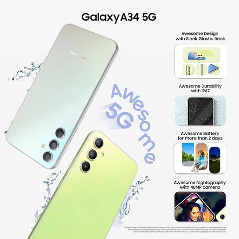 SAMSUNG Galaxy A34 5G (8GB RAM, 256GB, Awesome Lime)