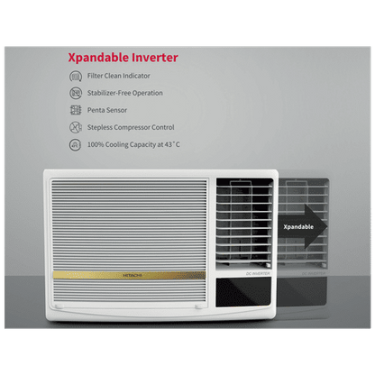 HITACHI Shizuka 1.5 Ton 5 Star Inverter Window AC (Copper Condenser, RAW518HGEOZ1)