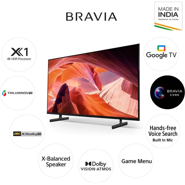 SONY X80L 108 cm (43 inch) 4K Ultra HD LED Google TV with X-Reality PRO (2023 model)