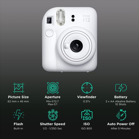 FUJIFILM Instax Mini 12 Instant Camera (Clay White)