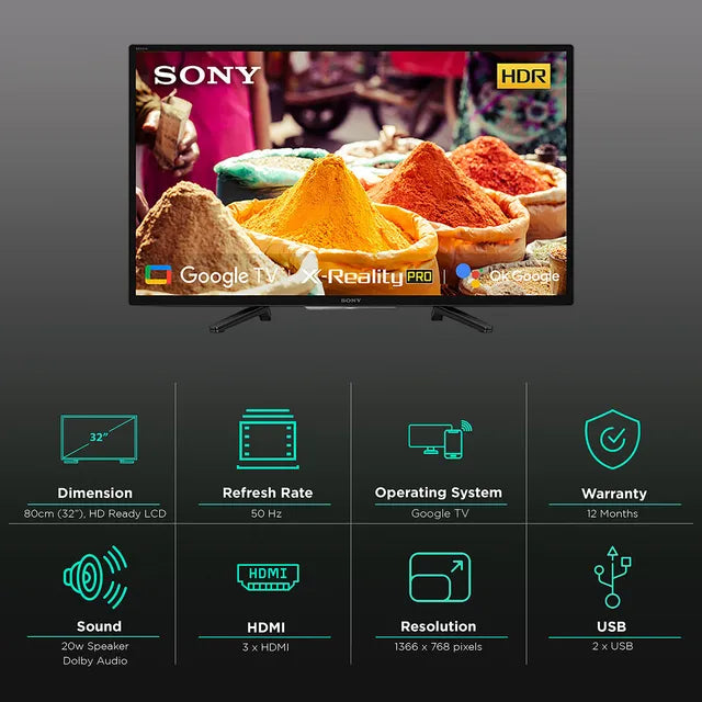 SONY Bravia 80 cm (32 inch) HD Ready LED Smart Google TV with Built in Alexa (2022 model)