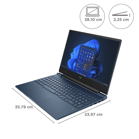 HP Victus Fa0998TX Intel Core i5 12th Gen (15 inch, 16GB, 512GB, Windows 11, MS Office 2021, NVIDIA GeForce RTX 3050 Graphics, Full HD IPS Display, Performance Blue, 805X4PA)