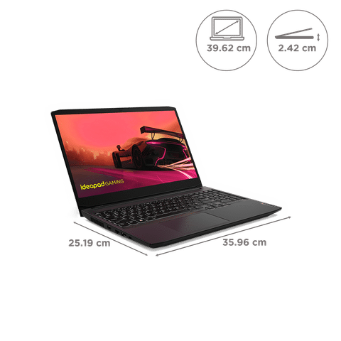 Lenovo IdeaPad Gaming 3 15ACH6 AMD Ryzen 7 (15.6 inch, 8GB, 512GB, Windows 11, MS Office 2021, NVIDIA GeForce RTX 3050, Full HD IPS Display, Shadow Black, 82K2022XIN)