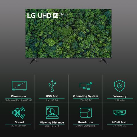 LG UQ73 108 cm (43 inch) 4K Ultra HD LED WebOS TV with Gen5 AI Processor