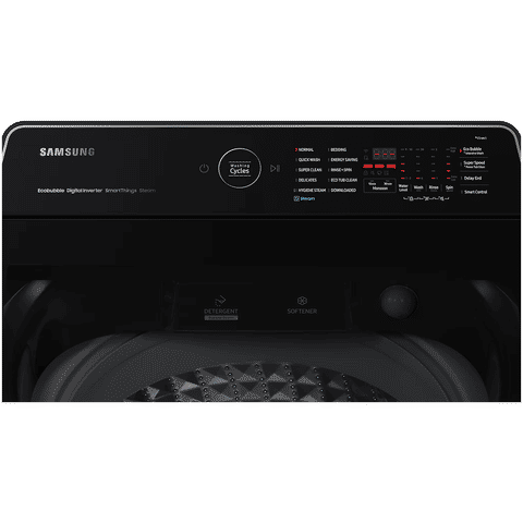 SAMSUNG 13 kg 5 Star Inverter Fully Automatic Top Load Washing Machine (WA13CG5886BVTL, Diamond Drum, Black Caviar)