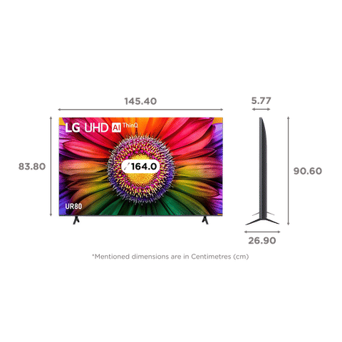 LG UR80 164 cm (65 inch) 4K Ultra HD LED WebOS TV with AI Processor 4K Gen6 (2023 model)