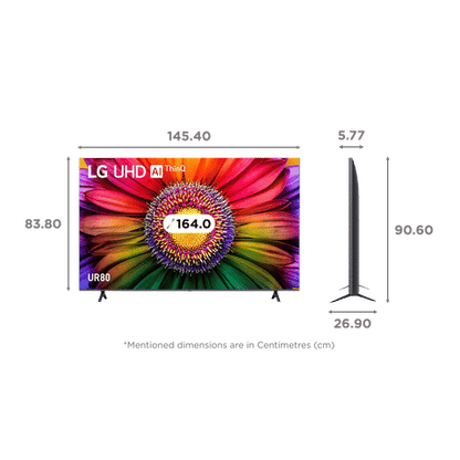 LG UR80 164 cm (65 inch) 4K Ultra HD LED WebOS TV with AI Processor 4K Gen6 (2023 model)