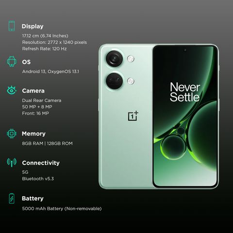 OnePlus Nord 3 5G (8GB RAM, 128GB, Misty Green)