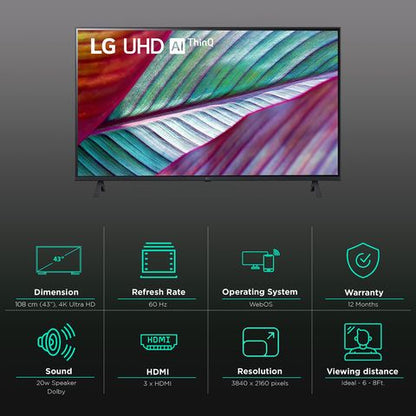 LG UR75 108 cm (43 inch) 4K Ultra HD LED WebOS TV with Gen5 AI Processor 4K