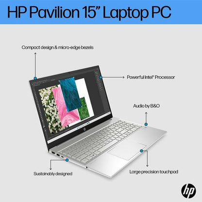 HP Pavilion 15-eg3036TU Intel Core i7 13th Gen (15.6 inch, 16GB, 1TB, Windows 11 Home, MS Office 2021, Intel Iris Xe, FHD IPS Display, Natural Silver, 7S4P3PA)