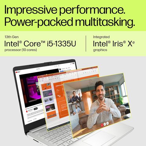 HP 15-fd0011TU Intel Core i5 13th Gen (15.6 inch, 8GB, 512GB, Windows 11 Home, MS Office 2021, Intel Iris XE, FHD Display, Natural Silver, 7P703PA)